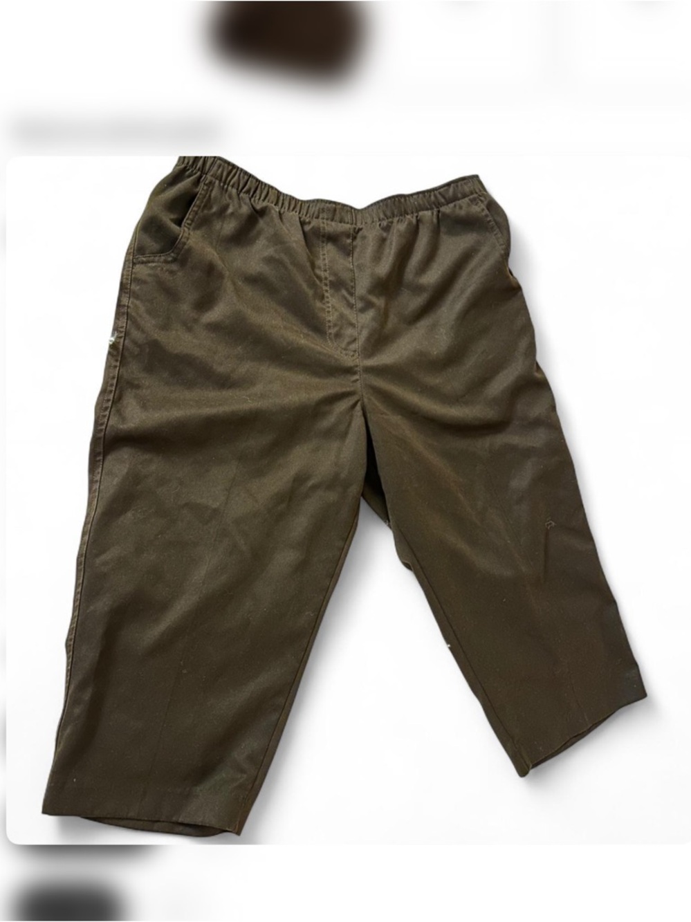 Brown Elastic Waist Casual Pants